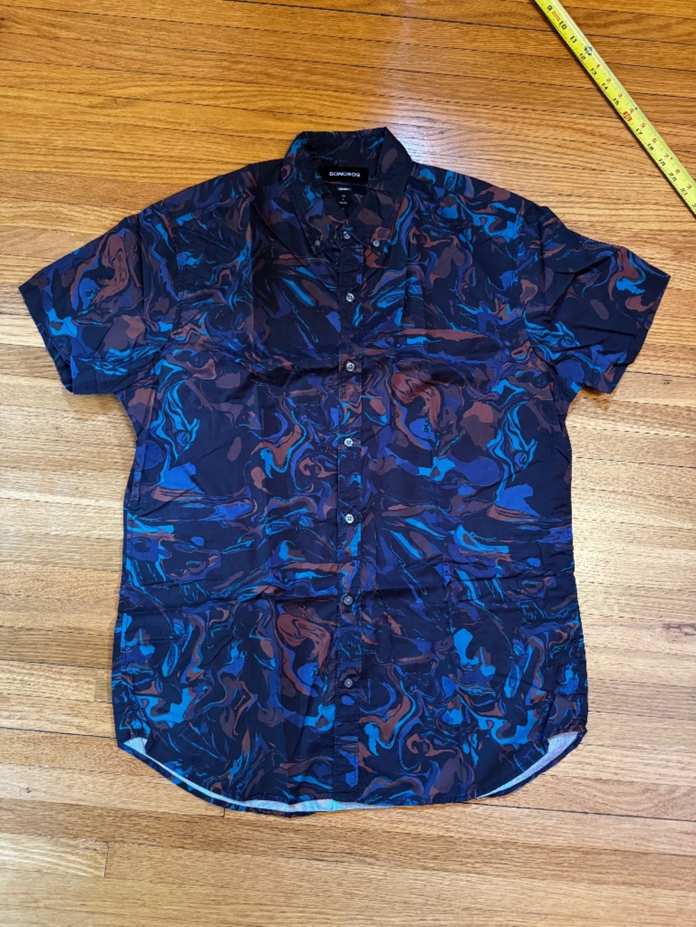 Bonobos Mens Short Sleeve Shirt Large Long Tall Multi Color Marble Pattern